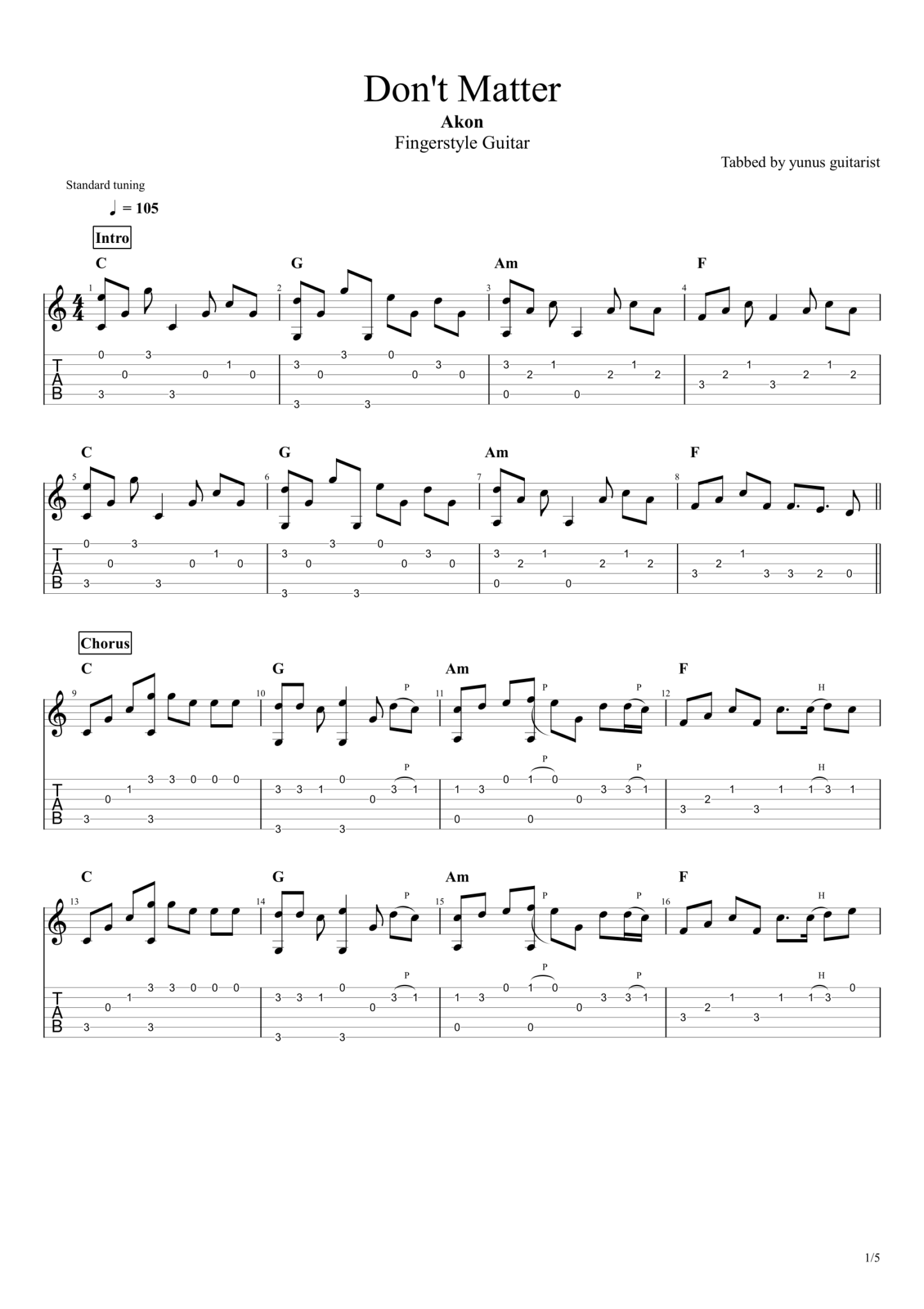 Don’t Matter – Akon (PDF) – Yunus Guitarist